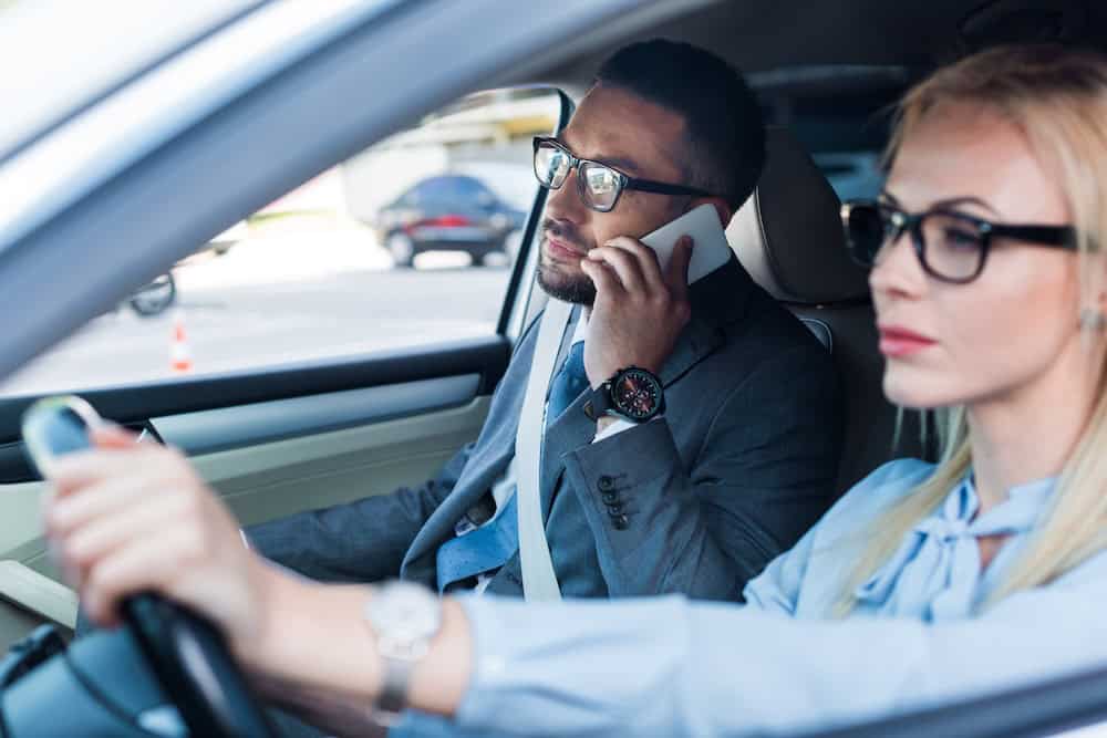 Ride-share driver taking a passenger to her destination