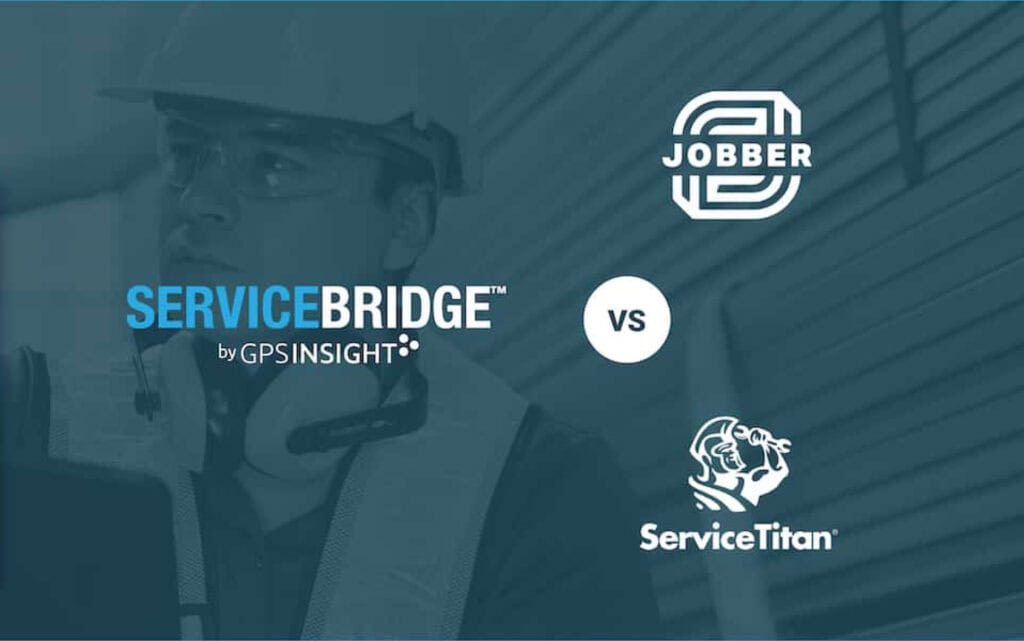 Service Bridge by GPS Insight logo versus Jobber and ServiceTitan logos.