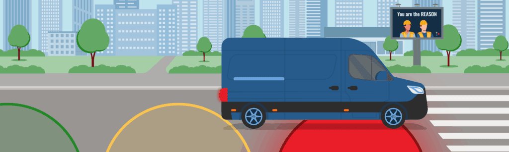 truck stopped at red traffic light