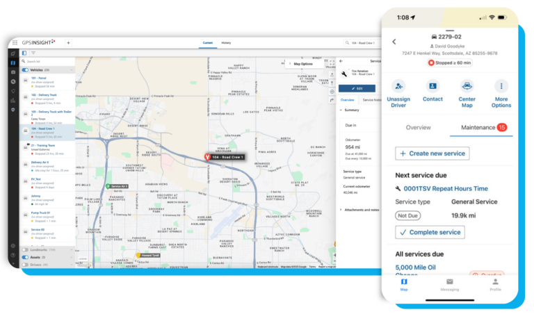 GPS Insight Maintenance Map and Mobile View